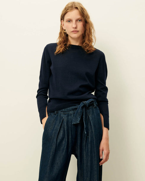 Sessùn teshima round collar jumper navy